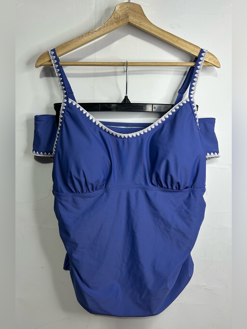 Periwinkle Blue Embroidered Tankini Swimsuit XXL